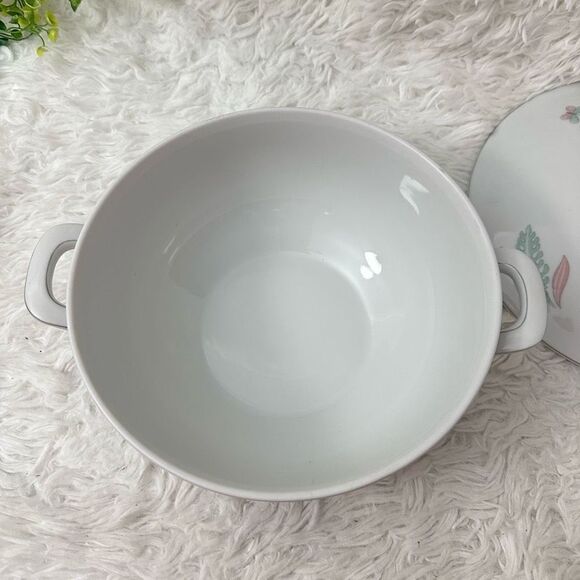 Porzellanfabrik Arzberg Lidded Porcelain Casserole Dish Floral Print Germany New - Picture 3 of 8